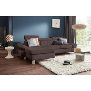 exxpo - sofa fashion Hoekbank met verstelbare hoofdsteun en verstelbare rugleuning, naar keuze met slaapfunctie en bedkist