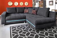 Nova Via Ecksofa Tobi 3, wahlweise mit Kaltschaum (140kg Belastung/Sitz), RGB-LED-Beleuchtung und Bettfunktion