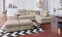 exxpo - sofa fashion Hoekbank Salerno, klassieke moderne functionele bank, hoog zitcomfort, L-vorm inclusief verstelbare hoofdsteun en armleuning, naar keuze met slaapfunctie