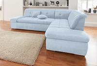 DOMO collection Hoekbank NMoric incl. decoratiekussen B/D/H: 273/216/80 cm L-vorm Ottoman aan uiteinde, optioneel met slaapbank functie en verstelling armleuning