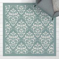 Bilderwelten Vinyl-Teppich - Barock Damast mit Rahmen - Quadrat 1:1 