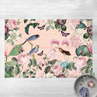 Bilderwelten Vinyl-Teppich - Vintage Collage - Rosen und Vögel - Querformat 2:3 