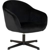 Hioshop Sydney fauteuil met draaivoet zwart velours, zwart.