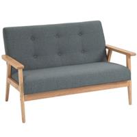 HOMCOM Doppelsofa mit Holzgestell grau