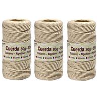 Concorde Pakket van 3x stuks bolletje huishoud/hobby/handig canvas touw van 55 meter per rol -