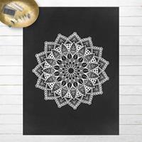 Bilderwelten Vinyl-Teppich - Mandala Illustration Ornament weiß schwarz - Hochformat 4:3 