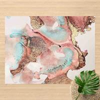 Bilderwelten Vinyl-Teppich - Elisabeth Fredriksson - Goldenes Aquarell Rosé - Querformat 3:4 