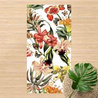 Bilderwelten Vinyl-Teppich - Tropische Blumen - Hochformat 2:1 