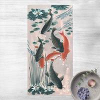 Bilderwelten Vinyl-Teppich - Asiatische Malerei Kois im Teich II - Hochformat 2:1 
