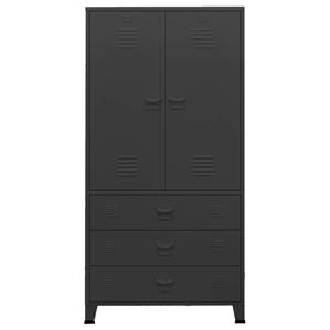 vidaXL Kledingkast industrieel 90x50x180 cm metaal zwart