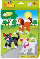 Hama Perlen HAMA 3449 Geschenkpackung Hund und Katze mit 2.000 midi-Perlen& Zubehör