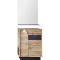 Hioshop Coris garderobe opstelling E, incl 1xLED verlichting, eiken decor, grijs.
