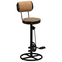VIDAXL Barhocker Mit Canvas-aufdruck 2 Stk. Braun Schwarz Ziegenleder