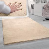 PACO HOME Teppich Wohnzimmer Hochflor Softes Kaninchenfell Imitat Kunstfell Sand Creme 100x200 cm