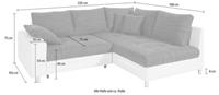 Nova Via Ecksofa, wahlweise mit Kaltschaum (140kg Belastung/Sitz), RGB-LED-Beleuchtung und Bettfunktion
