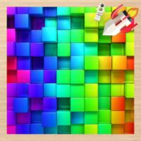 Bilderwelten Vinyl-Teppich - 3D Würfel - Quadrat 1:1 