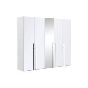 Goossens Kledingkast Easy Storage Ddk, Kledingkast 253 cm breed, 220 cm hoog, 4x glas draaideur en 1x spiegel draaideur midden