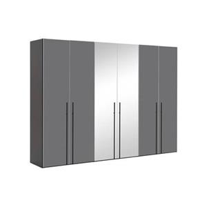 Goossens Kledingkast Easy Storage Ddk, Kledingkast 304 cm breed, 220 cm hoog, 4x glas draaideur en 2x spiegel draaideur midden
