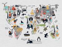 Living walls Kindertapete »The Wall«, glatt, animal print, mehrfarbig, Motiv, Weltkarte, Tiere, Elefant, grau
