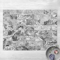 Bilderwelten Vinyl-Teppich - Steinwand Naturmarmor grau - Querformat 3:4 