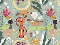 Living walls Kindertapete »The Wall«, glatt, animal print, Motiv, gemustert, Tiere, Tiger,Dschungel, bunt