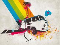 Living walls Kindertapete »The Wall«, glatt, Auto, mehrfarbig, Motiv, Palmen, Van, bunt