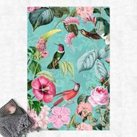 Bilderwelten Vinyl-Teppich - Vintage Collage - Kolibris im Paradies - Hochformat 3:2 