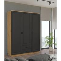 KÜCHEN PREISBOMBE Kleiderschrank Stilo 180 cm Garderobenschrank Landhaus Grau Eiche Artisan Buffet