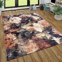 PACO HOME Teppich Wohnzimmer Kurzflor Vintage Modern Abstraktes Muster Creme Lila Orange 120x170 cm