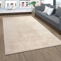 PACO HOME Teppich Wohnzimmer Kurzflor Waschbar Einfarbiger Moderner Stil Weich Beige Creme 140x200 cm