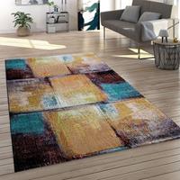 PACO HOME Teppich Wohnzimmer Kurzflor Geometrisches Muster Abstrakt Vintage Orange Türkis Rot 200x280 cm - 