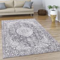 PACO HOME Teppich Wohnzimmer Kurzflor Vintage Abstrakt Orientalisch Modern Bordüre 160x230 cm, Grau - 