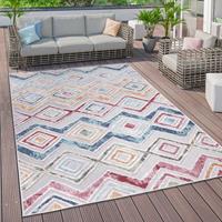 PACO HOME Outdoor Teppich Wetterfest Wohnzimmer Balkon Skandinavisch Ethno Geometrisch 3D 160x220 cm, Mehrfarbig 5 - 