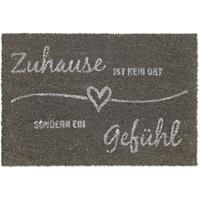 RELAXDAYS Fußmatte Kokos 'Zuhause ist kein Ort sondern ein Gefühl', Türmatte außen & innen, Kokosmatte 60x40 cm, grau