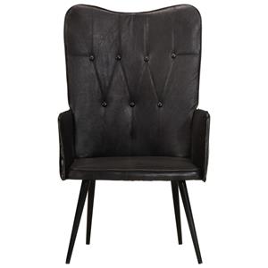 vidaXL Fauteuil echt leer zwart