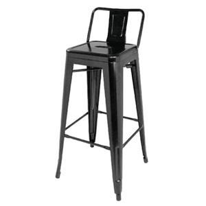 Bolero Bistro gegalvaniseerd stalen barkruk met rugleuning zwart (4 stuks) - 4
