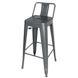 Bolero Bistro stalen barkruk met rugleuning grijs (4 stuks) - 4