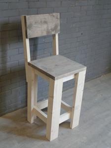 Het Steigerhouthuis Steigerhouten Barkruk Basic Rugleuning - 40 x 40 x 70 cm