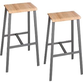 Hammerbacher Barkrukken VSMP1/F/T Multikleur Fineer met massief hout 350 x 770 x 260 mm 2 stuks