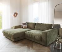 DELIFE Ecksofa Cubico 250x190 cm Samt Olive Recamiere links