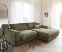 DELIFE Ecksofa Cubico 250 x190 Samt Olive Recamiere rechts