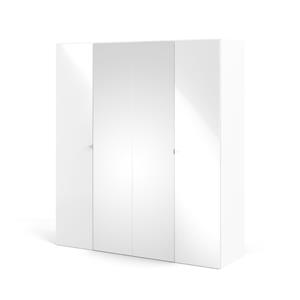 Hioshop Saskia kledingkast 2 deuren, 2 spiegeldeuren wit, wit hoogglans.