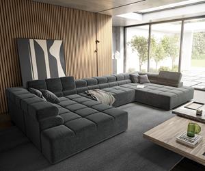 DELIFE Wohnlandschaft Phia 430x220 cm Velour Grau