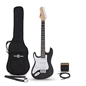 Gear4Music 3/4 LA Linkshandige Elektrische Gitaar + Mini-versterker Zwart