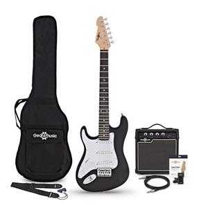 Gear4Music 3/4 LA Linkshandige Elektrische Gitaar + Versterkerpakket Zwart