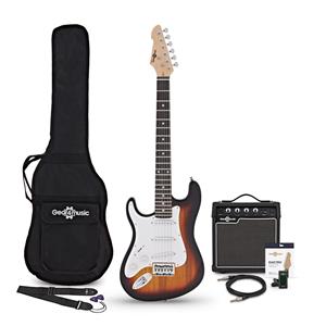Gear4Music 3/4 LA Linkshandige Elektrische Gitaar + Versterkerpakket Sunburst