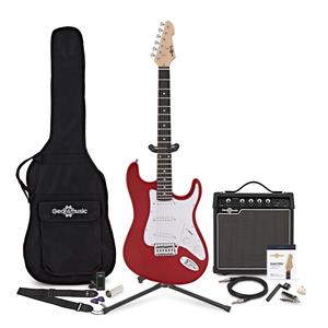 Gear4Music LA Elektrische Gitaar + 15 W Compleet Pakket Rood