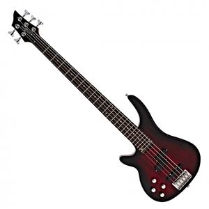 Gear4Music Chicago 5-snarige Basgitaar (LH) van  Trans Red