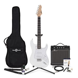 Gear4Music LA Elektrische Gitaar + 15 W Compleet Pakket Wit