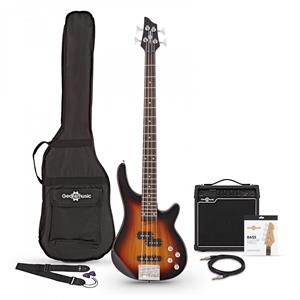 Gear4Music Chicago Basgitaar + 15 W Versterkerpakket Sunburst